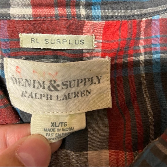 RALPH LAUREN DENIM & SUPPLY RL Surplus Plaid Long Sleeve Button Down Shirt Sz XL - Picture 3 of 6